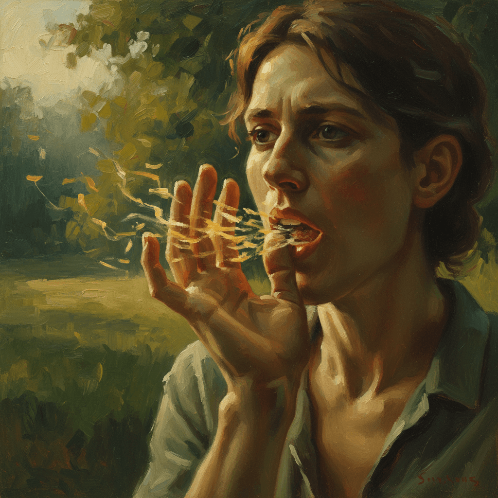 An open book beside a lit candle on a wooden desk, warm amber light, cream and muted green tones