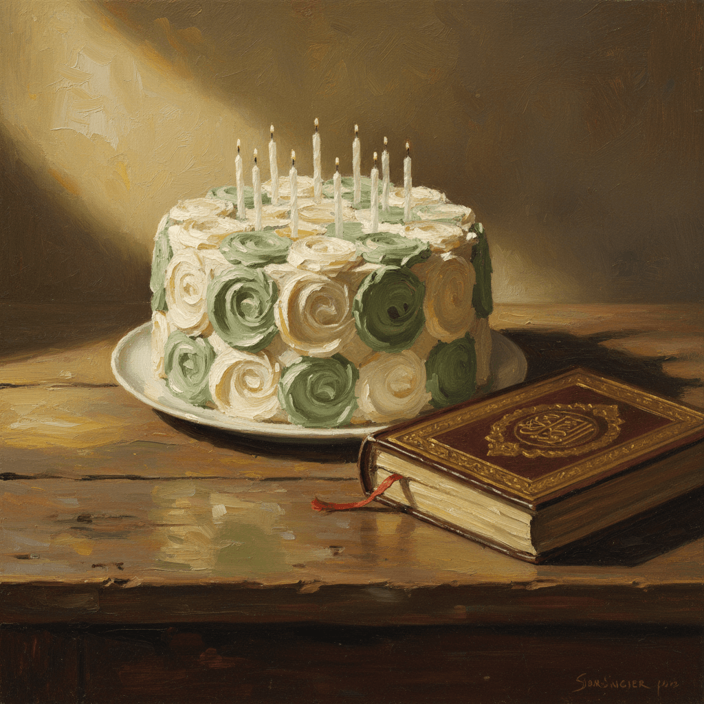 A lantern and open book at dusk — celebrating achievement and gratitude in Islam
