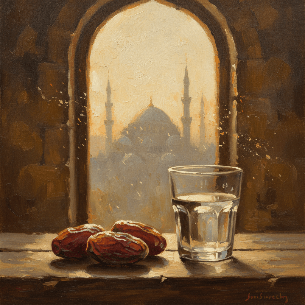 A glass of water on a wooden table in warm morning light, representing the question of what happens when fasting rules are broken accidentally